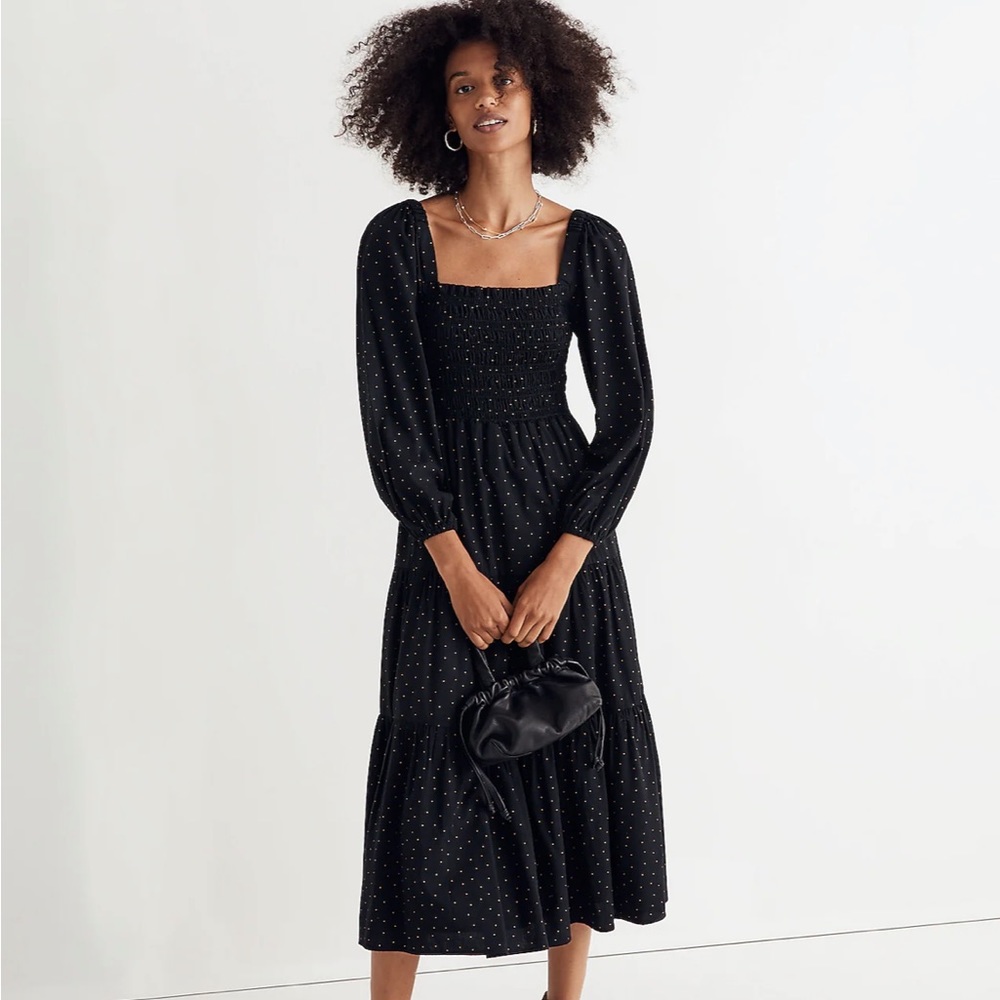 Petite Lucie Tiered Midi Dress in Dot SP